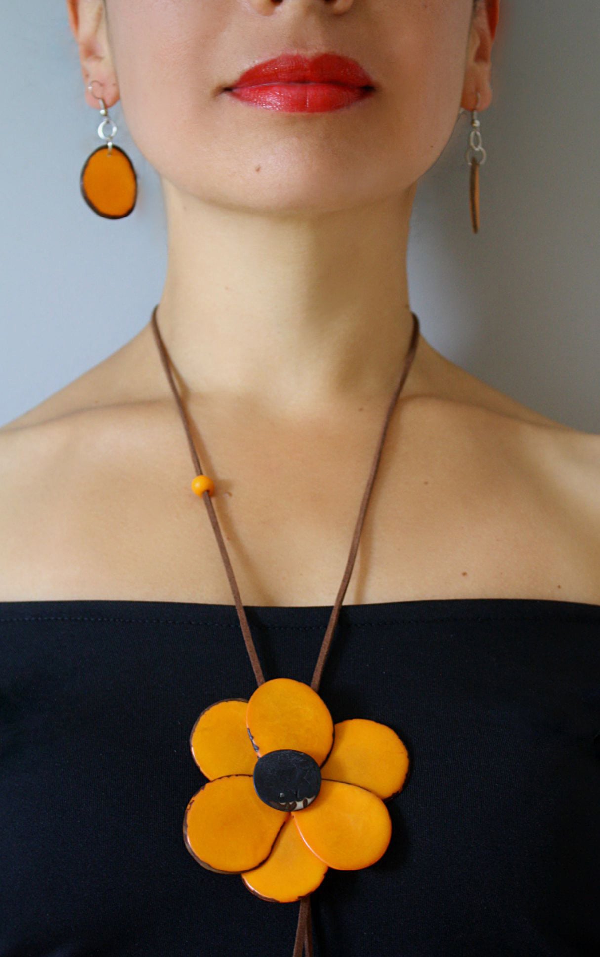 Margarita Tagua Necklace Set - Yellow